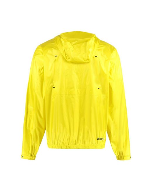 3 MONCLER GRENOBLE Yellow Fiernaz Hooded Techno Fabric Raincoat for men