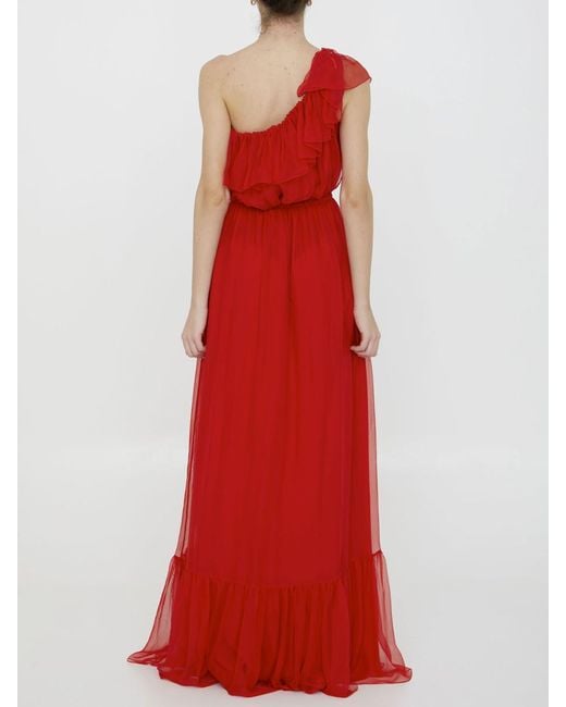 Gucci Red Silk Chiffon Dress