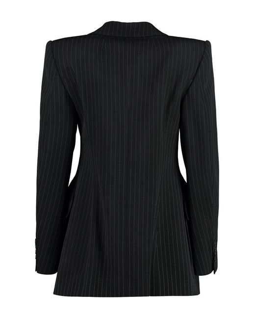 Balenciaga Black Wool Pinstripe Blazer