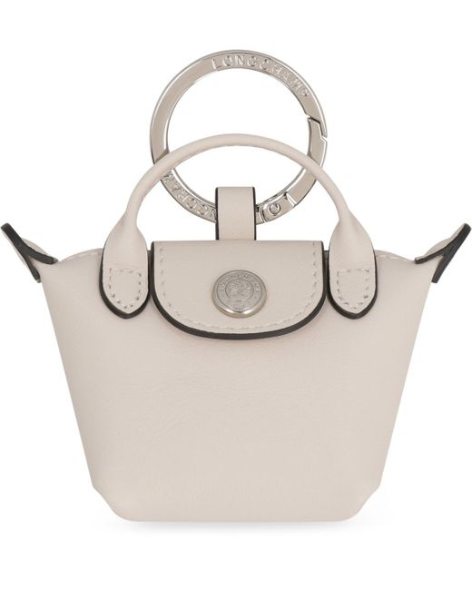 Longchamp White Le Pliage Xtra Key Ring