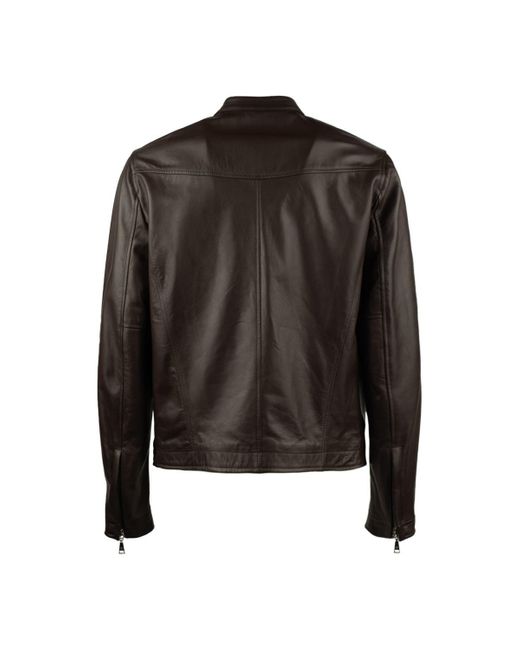 Tagliatore Black Dark Lambskin Leather Jacket for men