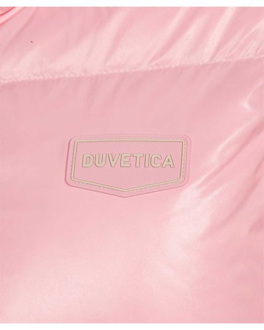 Duvetica Pink Long Hooded Full-zip Down Jacket