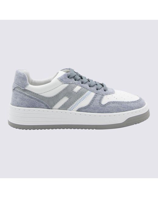 Hogan White Light Blue Suede H630 Sneakers