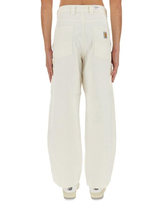 Carhartt White Loose Fit Cotton Pants for men