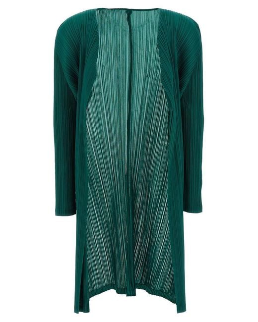 Pleats Please Issey Miyake Green 'Monthly Colors' Cardigan