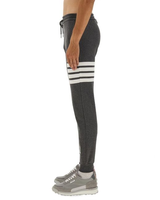 Thom Browne Black Classic Cotton Fleece Pants for men