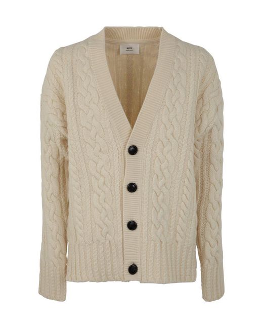 AMI Natural Ami Paris Cable Knitted Cardigan Clothing for men