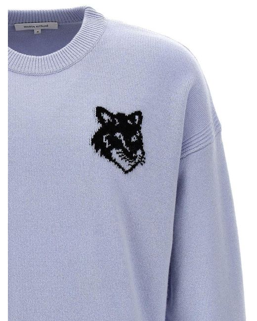 Maison Kitsuné Blue 'Fox Head' Sweater for men