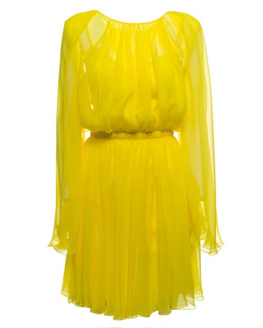 Dolce & Gabbana Yellow Silk Chiffon Dress Save 13 Lyst Australia