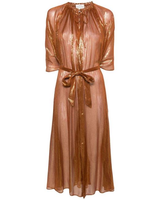 Forte Forte Brown Beaded Silk Chiffon And Lurex Cape