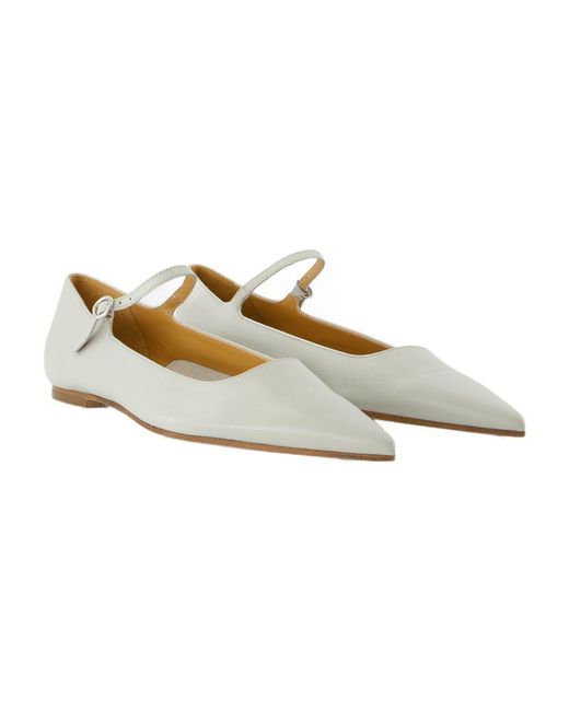 Aeyde White Cleo Ballerinas