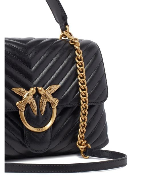 Pinko Black Classic Lady Love Bag Puff Chevron Handbag