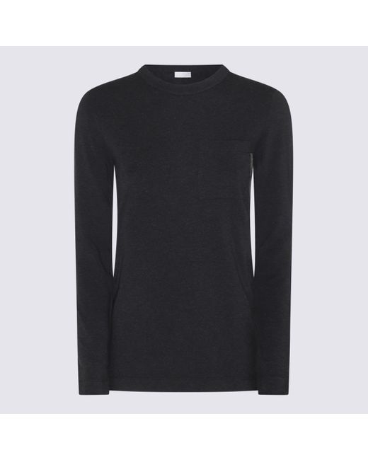 Brunello Cucinelli Black Grey Cotton T-shirt