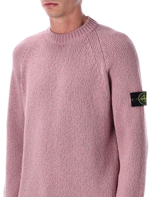 Stone Island Purple Mouliné Wool Raglan Sweater for men