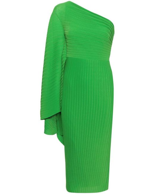 Solace London Green Lenna One-shoulder Midi Dress