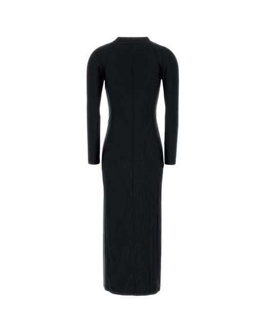 T By Alexander Wang Black Long Dress With Logo