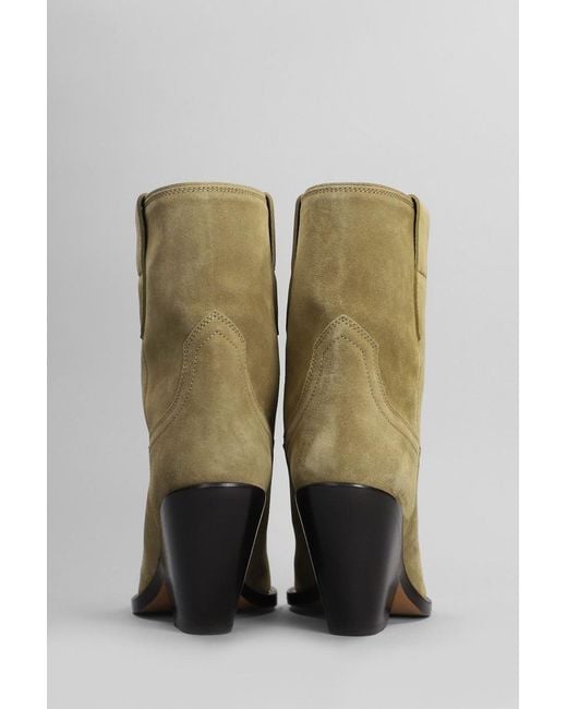 Isabel Marant Green Leyane High Heels Ankle Boots