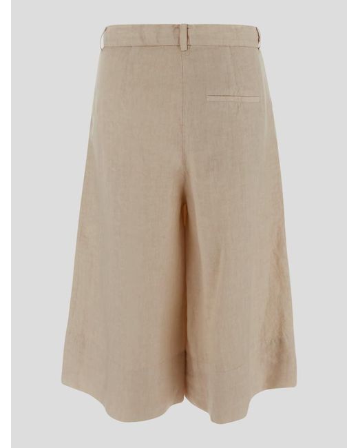 Malo Natural Oversized Bermuda Shorts With Zip And White Button Closure