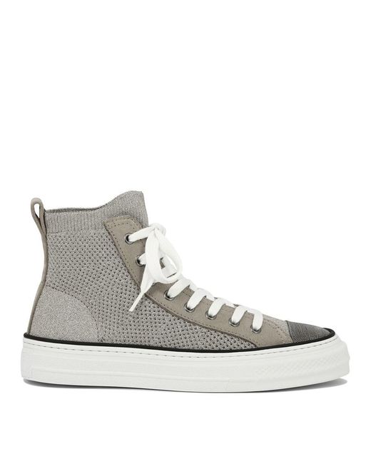 Brunello Cucinelli Gray Knitted Sneakers