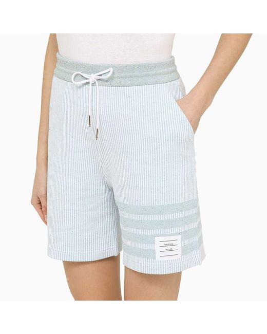 Thom Browne Blue Light Striped Cotton Bermuda Shorts