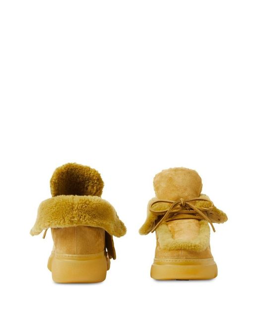 Burberry Yellow Creeper Suede & Shearling Booties