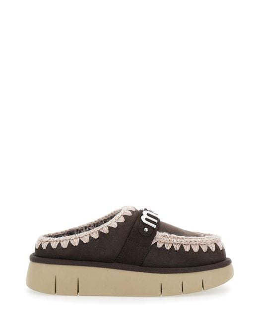 Mou Black 'Bounce' Mules With Logo Lettering And Open Rear