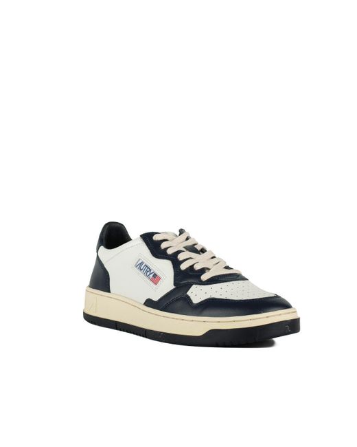 Autry Blue Two-Tone Leather Low Medalist Sneakers for men