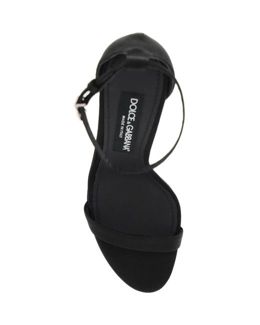 Dolce & Gabbana Black Satin Sandals For Elegant