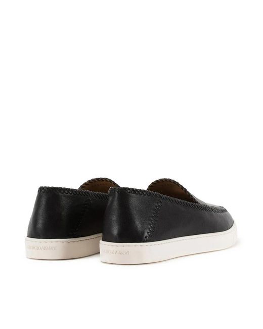 Giorgio Armani Black Loafers Shoes for men