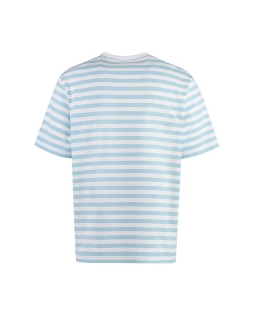 Versace Blue Striped Cotton T-Shirt for men