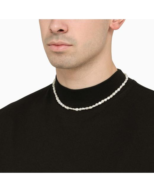 Emanuele Bicocchi Metallic Baroque Pearl Necklace for men