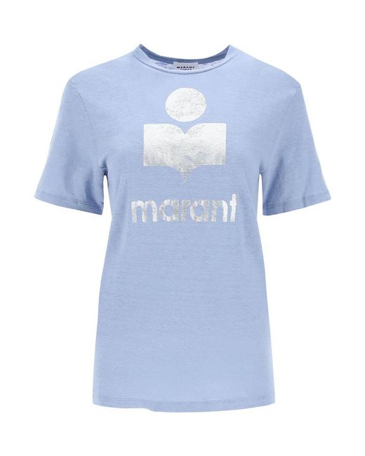 Isabel Marant Blue Isabel Marant Etoile Zewel T-shirt With Metallic Logo Print