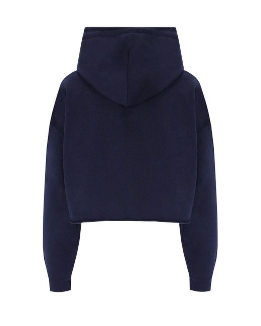 Ganni Blue Oversize Cropped Hoodie