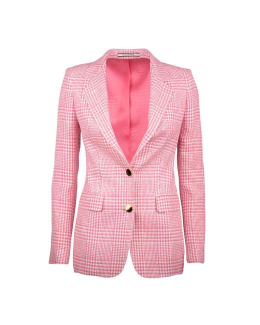 Tagliatore Pink And Double-Breasted Chevron Jacket