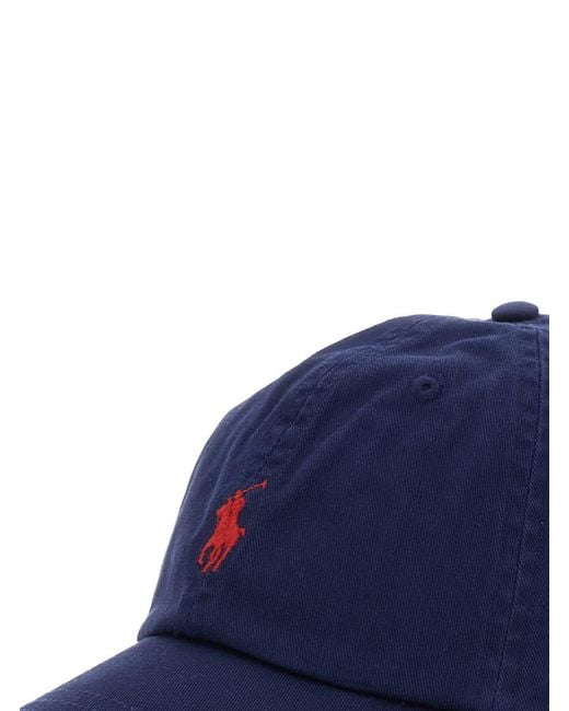 Polo Ralph Lauren Blue Baseball Cap With Pony Embroidery On The Front And Rear Adjustable Buckle Closure