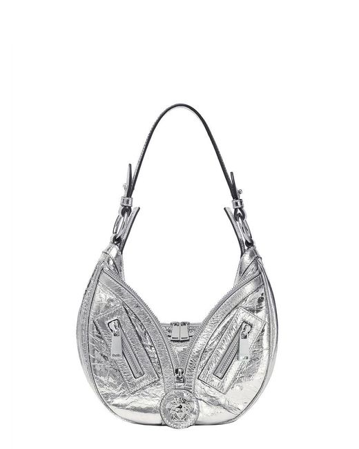 Versace Gray Repeat Leather Shoulder Bag