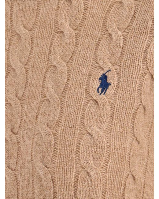 Polo Ralph Lauren White Cable-Knit Cashmere Blend Sweater With Logo Embroidery