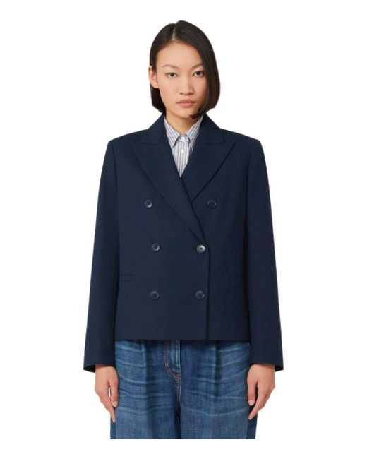 Weekend by Maxmara Blue Tappeto Double-Breasted Blazer