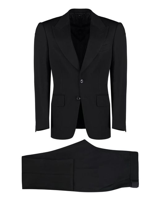 Tom Ford Black Viscose Two-pieces Suit for men