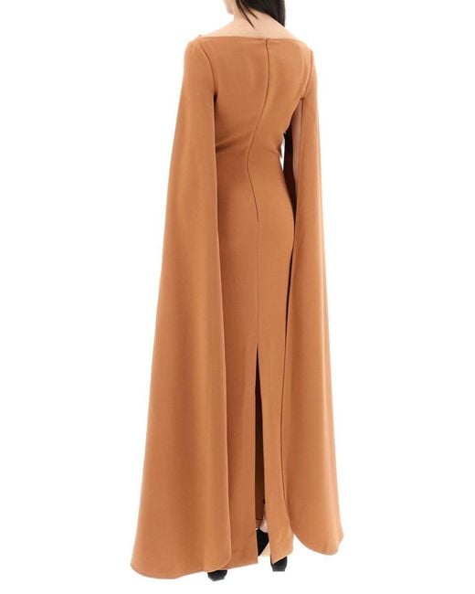 Solace London Brown Maxi Dress Sadie With Cape Sleeves
