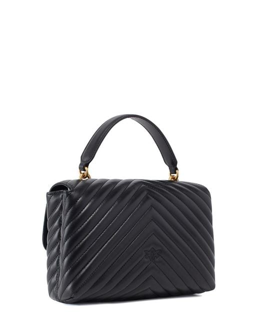 Pinko Black Classic Lady Love Bag Puff Chevron Handbag