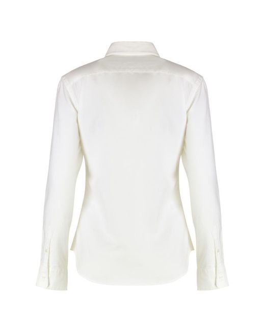 Polo Ralph Lauren White Logo Embroidery Cottond Shirt