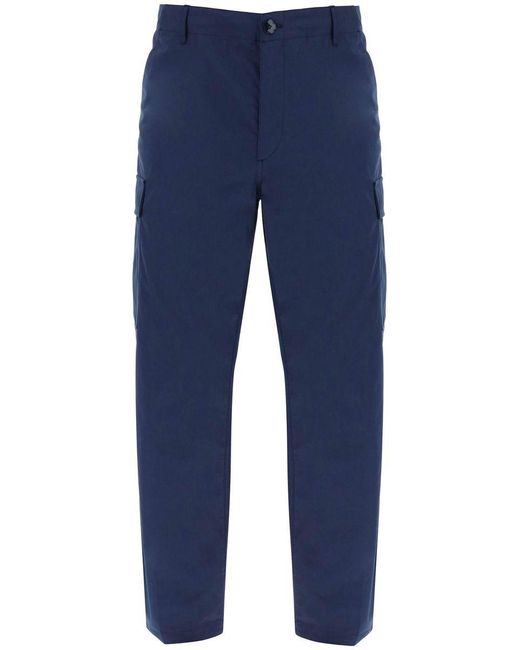 KENZO Blue Cargo Pants Featuring 'boke Flower' Button for men