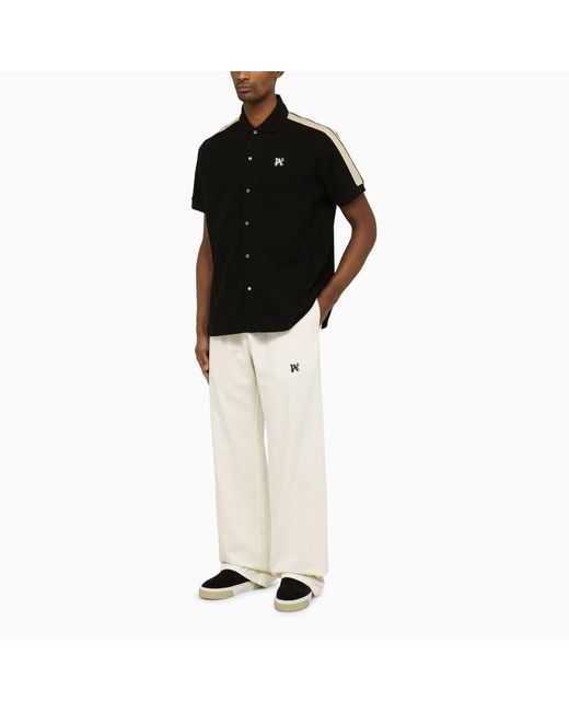 Palm Angels Natural Off White Jogging Trousers With Monogram for men