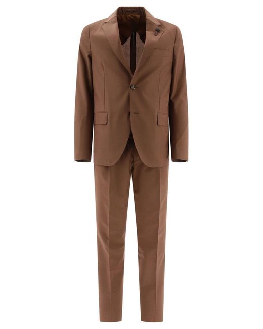 Lardini Brown Wool Blend Single-Breasted Suit for men