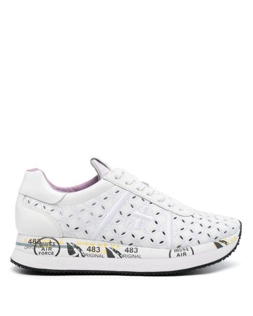 Premiata White Conny Broderie-Anglaise Sneakers