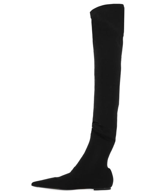 Dolce & Gabbana Black Stretch Jersey Thigh-High Boots