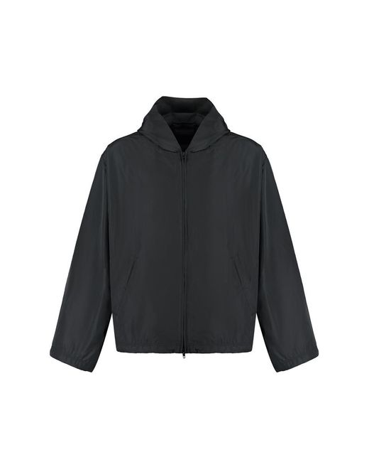 Balenciaga Black Technical Fabric Hooded Full-zip Jacket for men