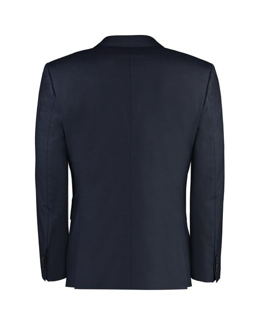 Boss Blue Three-Piece Wool Suit for men