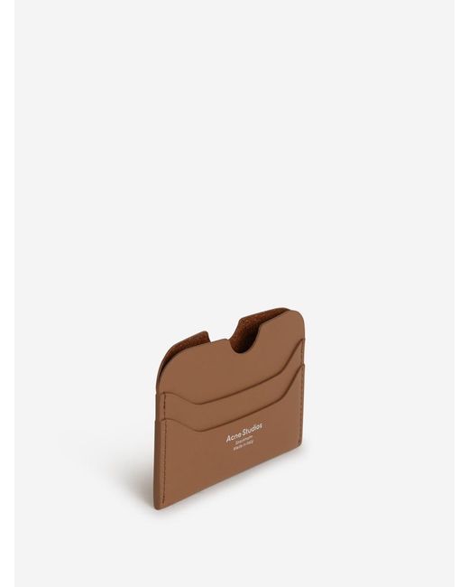 Acne Brown Leather Logo Card Holder for men